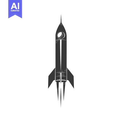 Popular premium asset: Black and White Silhouette of a Rocket Launching