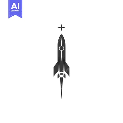 Aset premium populer: Black and White Silhouette of a Rocket Launching into Space