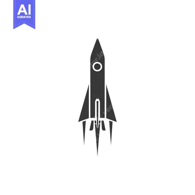Premium design asset: Black and White Silhouette of a Rocket Ship Taking Off