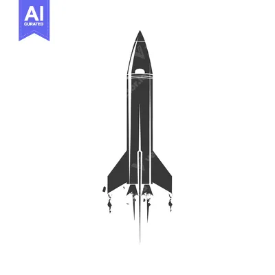 Aset premium populer: Black and White Silhouette of a Rocket Taking Off