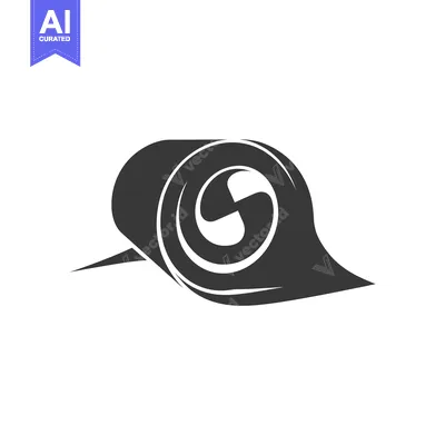 Aset desain premium: Black and White Silhouette of a Rolled-Up Carpet