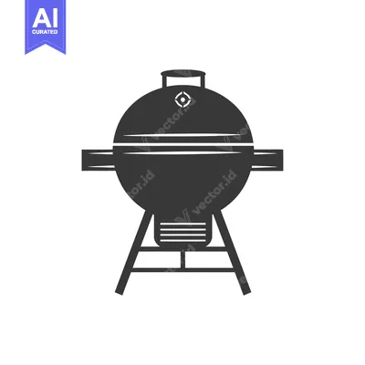 Aset premium populer: Black and white silhouette of a round barbeque grill on a stand