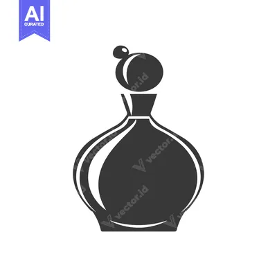 Premium design asset: Black and white silhouette of a round bottle with a lid