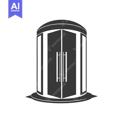 Aset desain premium: Black and White Silhouette of a Round Building Entrance
