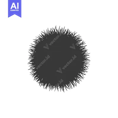 Aset desain premium: Black and White Silhouette of a Round Bush