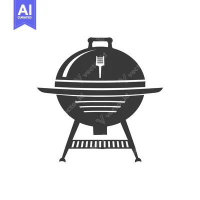 Popular premium asset: Black and white silhouette of a round charcoal grill