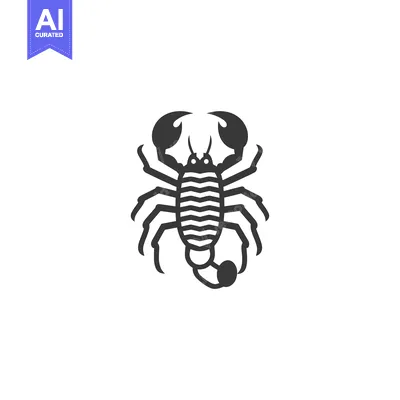 Aset desain premium: Black and White Silhouette of a Scorpion