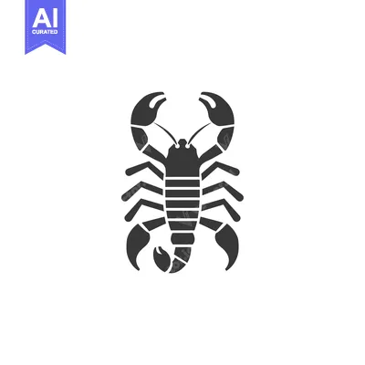 Aset desain premium: Black and White Silhouette of a Scorpion with Curved Tail