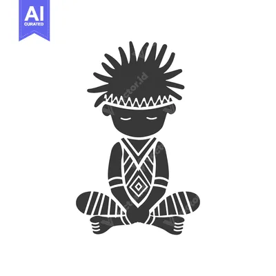 Popular premium asset: Black and white silhouette of a seated person with traditional tribal
