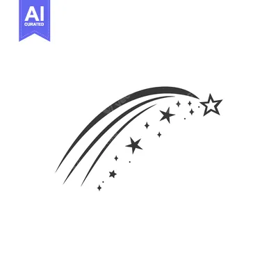 Aset premium populer: Black and white silhouette of a shooting star with a trail of stars