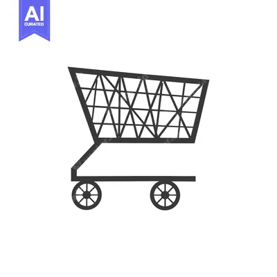Aset desain premium: Black and White Silhouette of a Shopping Cart