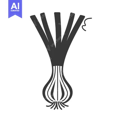 Aset desain premium: Black and white silhouette of a single onion