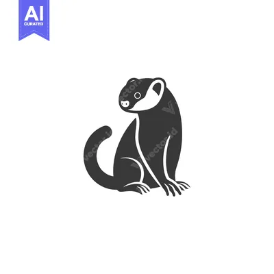 Aset premium populer: Black and White Silhouette of a Sitting Weasel