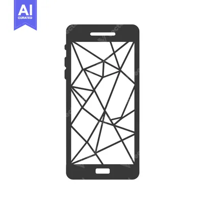 Aset premium populer: Black and White Silhouette of a Smartphone with a Cracked Screen
