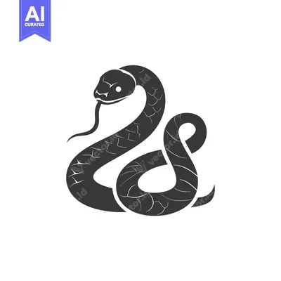 Aset premium populer: Black and white silhouette of a snake with its head raised