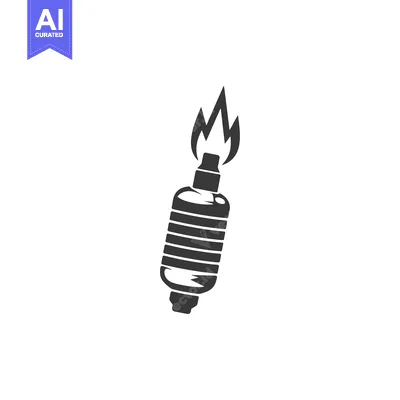 Popular premium asset: Black and White Silhouette of a Spark Plug with Flames