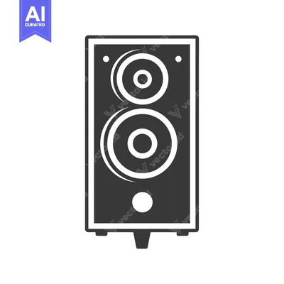 Aset desain premium: Black and White Silhouette of a Speaker with Two Speakers