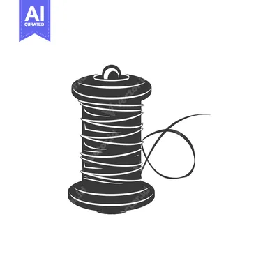 Aset desain premium: Black and White Silhouette of a Spool of Thread