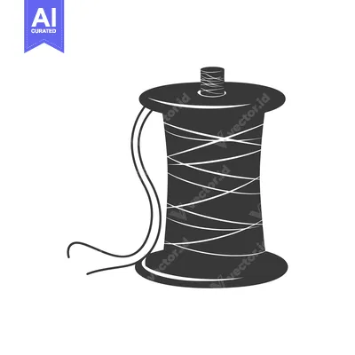Aset premium populer: Black and White Silhouette of a Spool of Thread