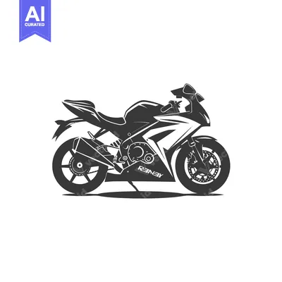 Premium design asset: Black and White Silhouette of a Sport Motorcycle