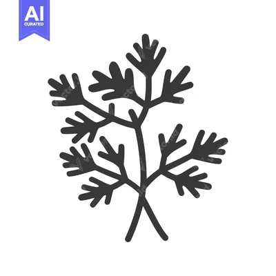 Aset desain premium: Black and white silhouette of a sprig of cilantro