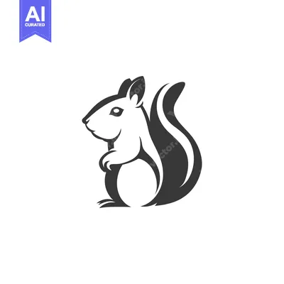 Aset desain premium: Black and White Silhouette of a Squirrel