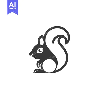 Aset premium populer: Black and White Silhouette of a Squirrel Sitting