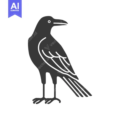 Popular premium asset: Black and White Silhouette of a Standing Crow