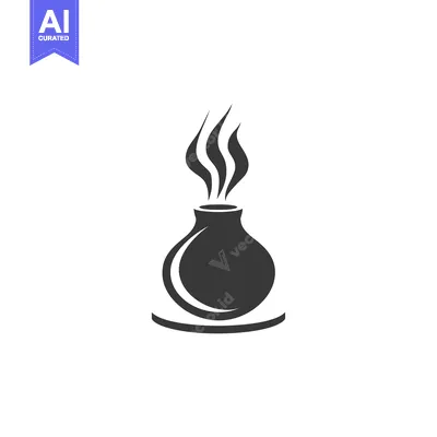 Premium design asset: Black and White Silhouette of a Steaming Pot