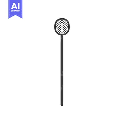 Aset premium populer: Black and white silhouette of a stick with a patterned circle on top