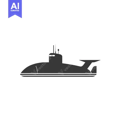Aset desain premium: Black and White Silhouette of a Submarine