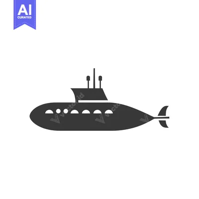 Aset desain premium: Black and White Silhouette of a Submarine