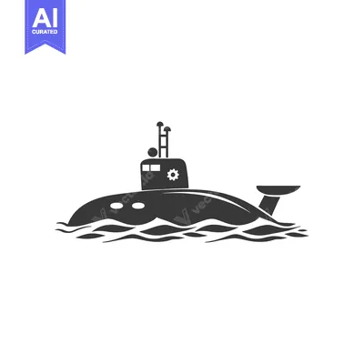 Popular premium asset: Black and White Silhouette of a Submarine in the Water