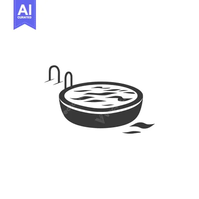Aset premium populer: Black and White Silhouette of a Swimming Pool with a Ladder