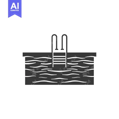 Premium design asset: Black and White Silhouette of a Swimming Pool with Ladder