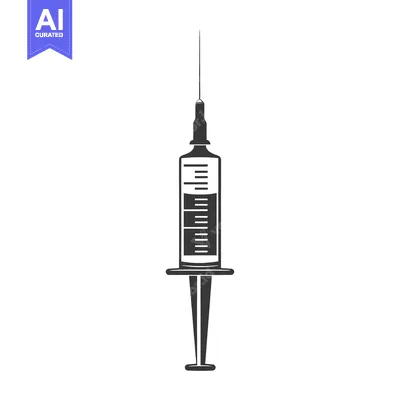 Popular premium asset: Black and White Silhouette of a Syringe with a Needle