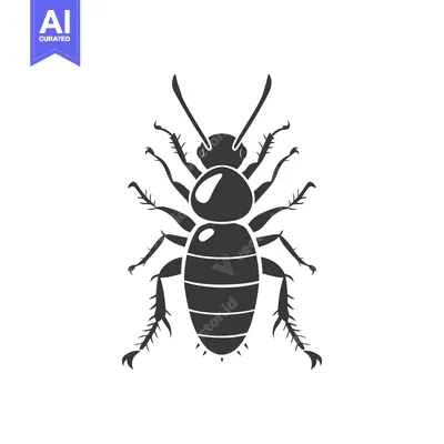 Premium design asset: Black and white silhouette of a tick with segmented body and long legs