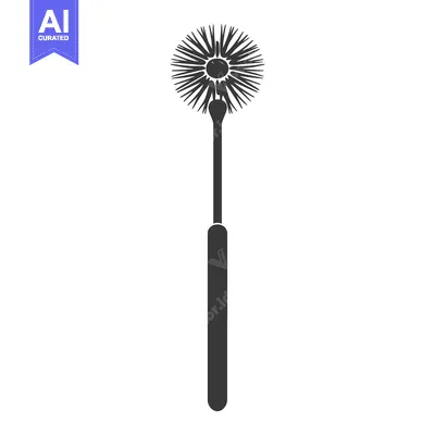 Aset desain premium: Black and white silhouette of a toilet bowl brush
