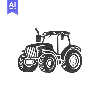Aset desain premium: Black and White Silhouette of a Tractor