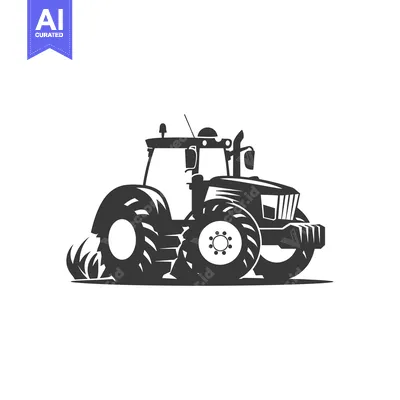 Aset premium populer: Black and White Silhouette of a Tractor in a Field