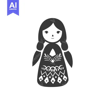 Aset premium populer: Black and White Silhouette of a Traditional Russian Nesting Doll