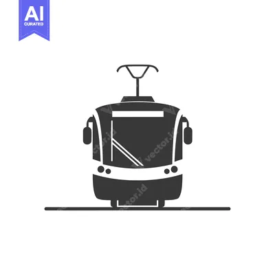Black and white silhouette of a train with an overhead wire