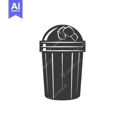 Popular premium asset: Black and White Silhouette of a Trash Can with Lid