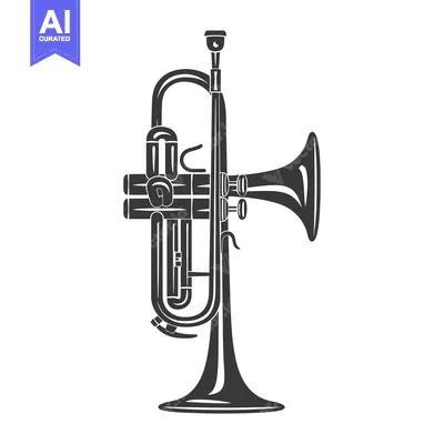 Popular premium asset: Black and White Silhouette of a Trumpet