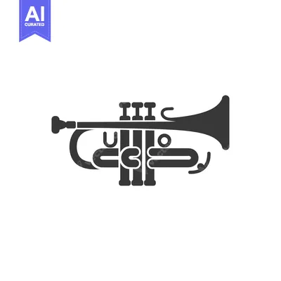 Premium design asset: Black and white silhouette of a trumpet