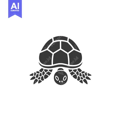 Aset premium populer: Black and White Silhouette of a Turtle Facing Forward