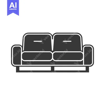 Popular premium asset: Black and white silhouette of a two-seater sofa