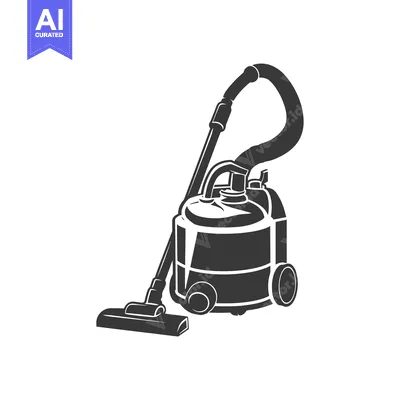 Black and White Silhouette of a Vacuum Cleaner