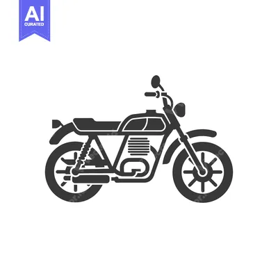 Aset desain premium: Black and White Silhouette of a Vintage Motorcycle
