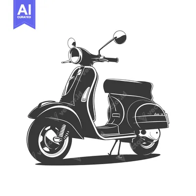 Aset premium populer: Black and White Silhouette of a Vintage Scooter